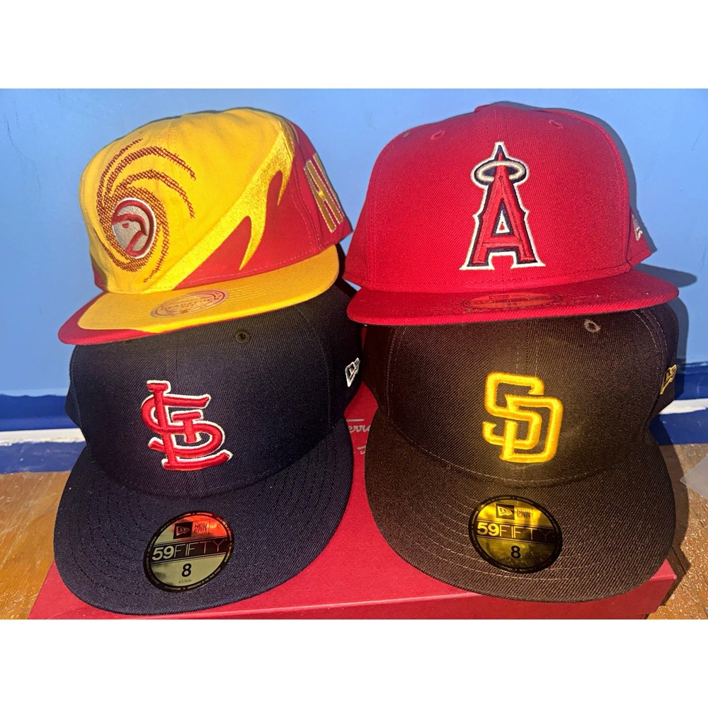 New Era 59FIFTY MLB Fitted Baseball Caps Lot of 4 Size 8 Multicolor Hats